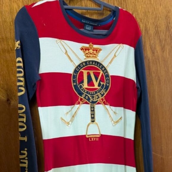 RALPH LAUREN  Polo Club Striped Dress  MEDIUM   Cotton  EUC - Picture 1 of 9